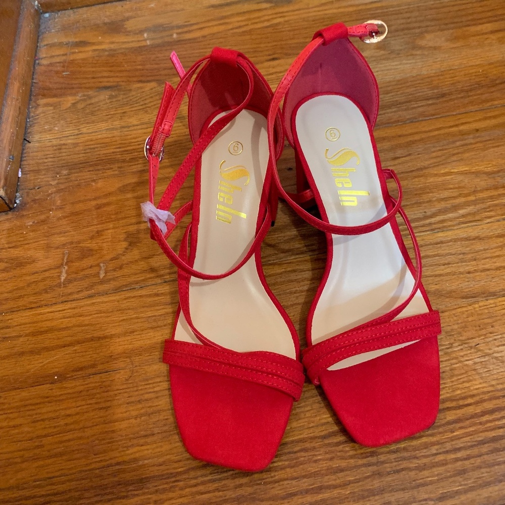 Brand new red dress sandals with straps